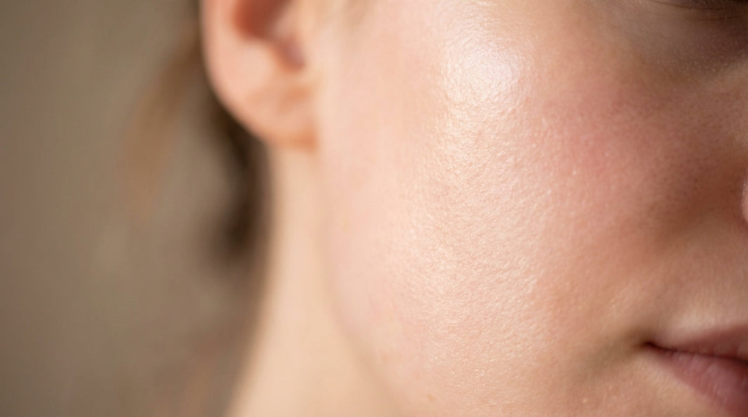 Close-up of healthy glowing skin in natural morning light