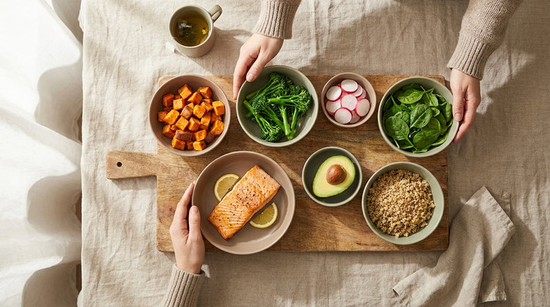 Healthy meal prep with colorful whole foods for metabolic health