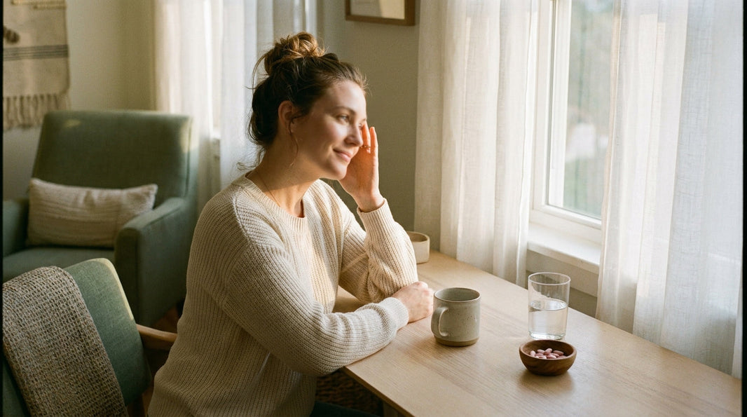 Woman experiencing mental clarity with morning sunlight, representing myo-inositol for brain fog
