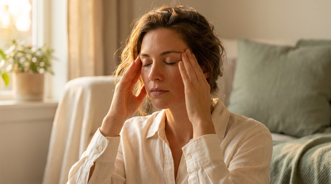 Woman with relief expression, representing migraine prevention