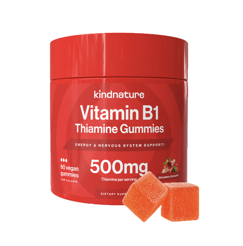 Vitamin B1 Gummies – High Potency Thiamine Supplement for Energy, Focus & Mood (500mg)