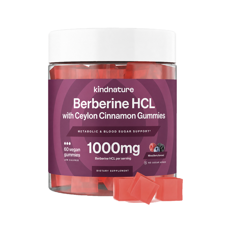 Sugar-Free Berberine Gummies — 1000mg HCL with Ceylon Cinnamon & Chromium for Blood Sugar Support