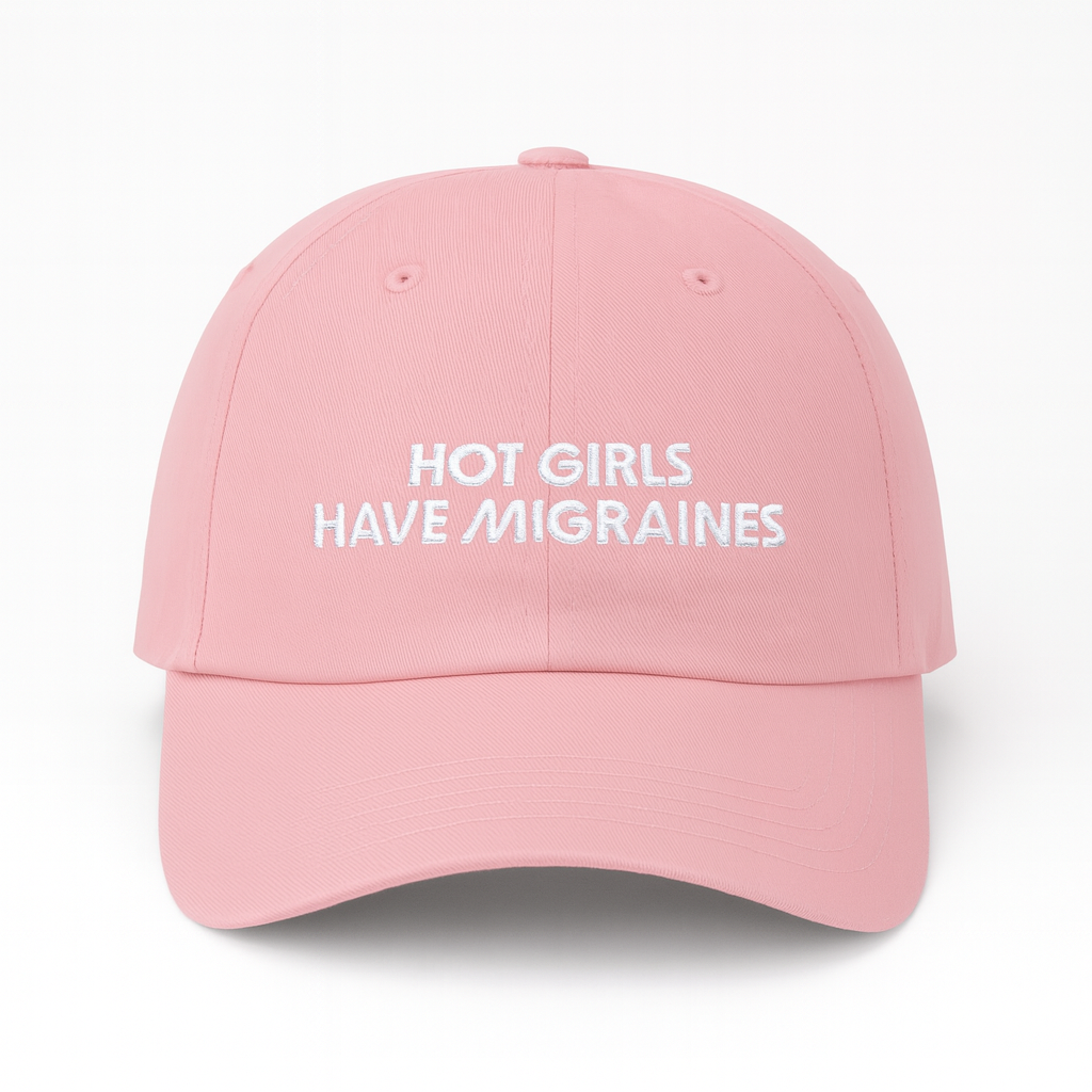 KINDNATURE™ “Hot Girls Have Migraines” Classic Dad Cap – 100% Cotton Embroidered Hat