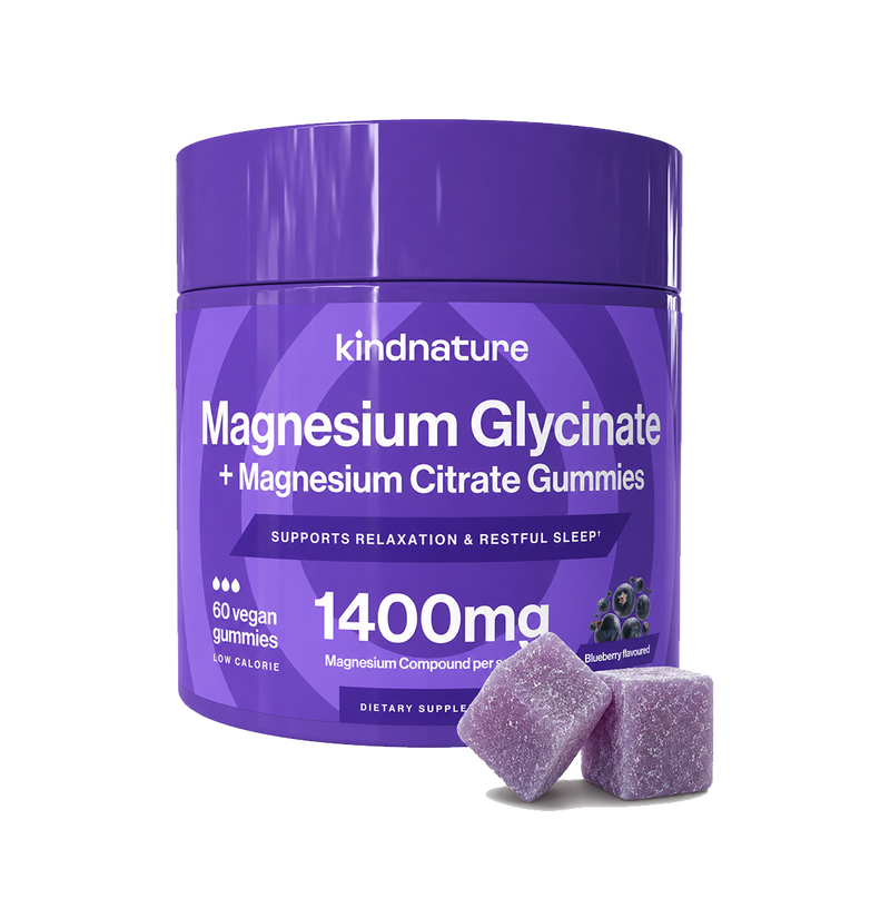 2-in-1 Magnesium Gummies – High Absorption Glycinate + Citrate for Sleep, Mood & Muscle Support